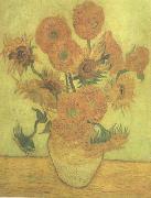 Vincent Van Gogh Still life Vase with Fourteen Sunflowers (nn04) USA oil painting reproduction